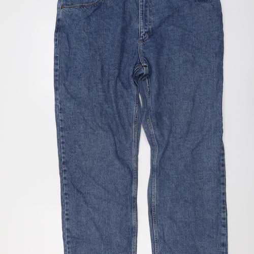 Wrangler Mens Blue Cotton Straight Jeans Size 36 in L32 in Regular Button