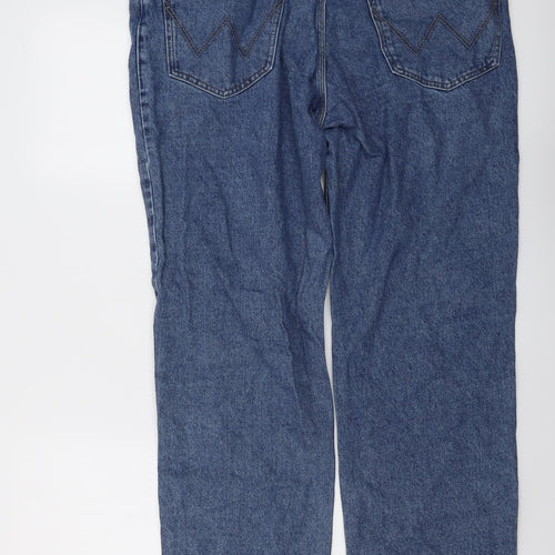 Wrangler Mens Blue Cotton Straight Jeans Size 36 in L32 in Regular Button
