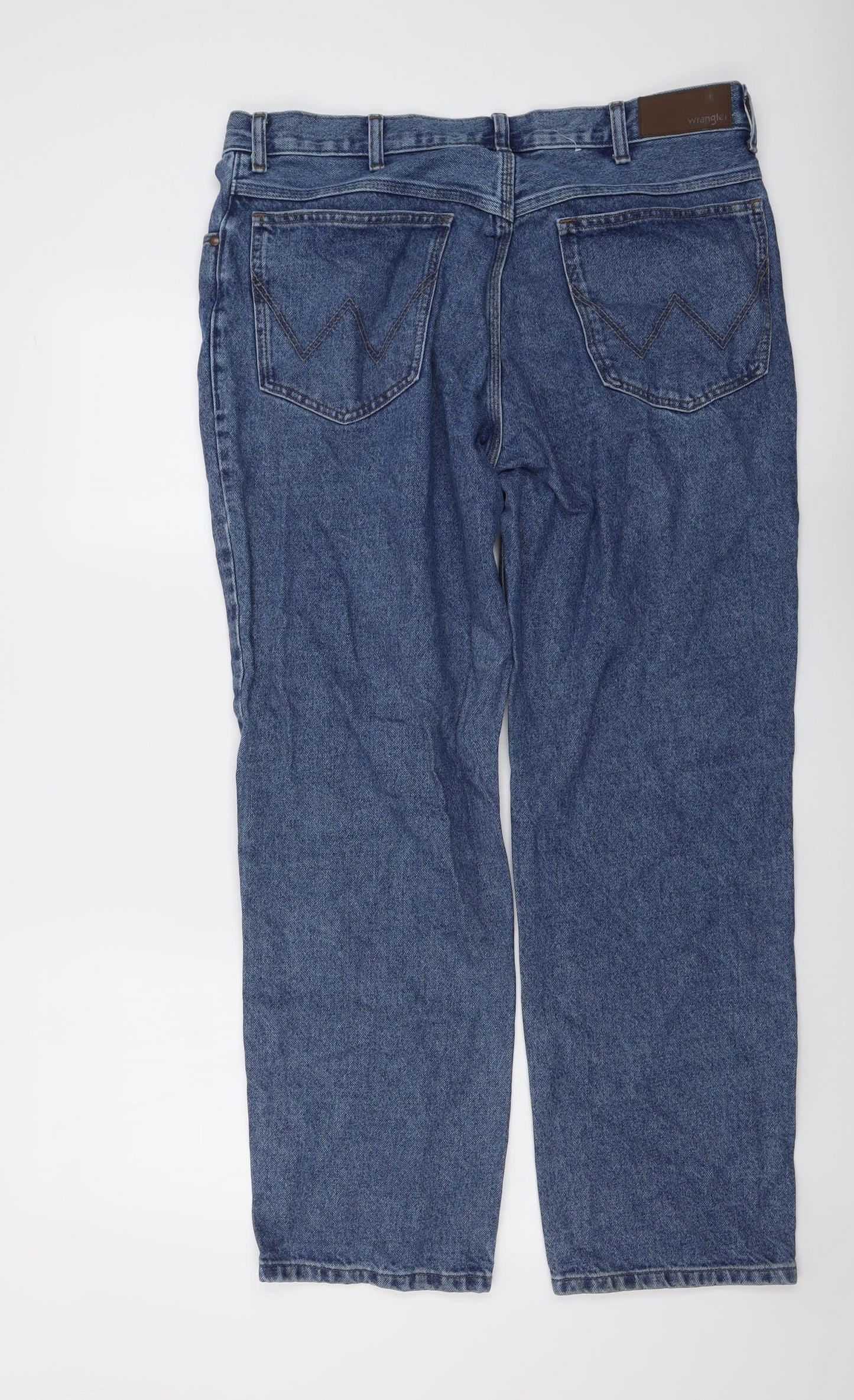 Wrangler Mens Blue Cotton Straight Jeans Size 36 in L32 in Regular Button