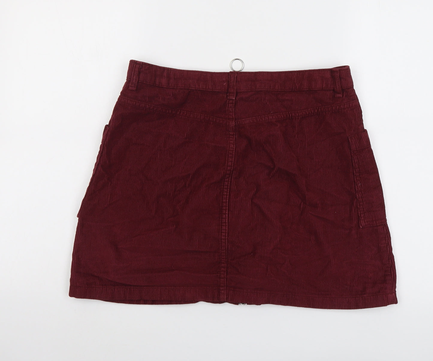 Topshop Womens Red Cotton Cargo Skirt Size 12 Zip
