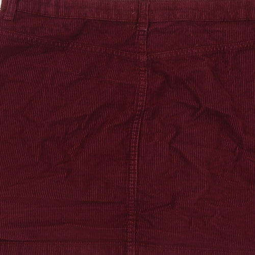 Topshop Womens Red Cotton Cargo Skirt Size 12 Zip