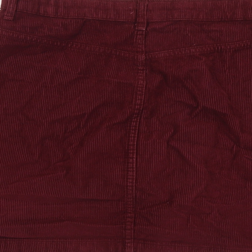 Topshop Womens Red Cotton Cargo Skirt Size 12 Zip