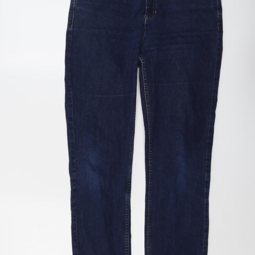 Marks and Spencer Womens Blue Cotton Straight Jeans Size 12 L29 in Regular Button