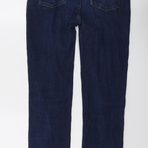 Marks and Spencer Womens Blue Cotton Straight Jeans Size 12 L29 in Regular Button