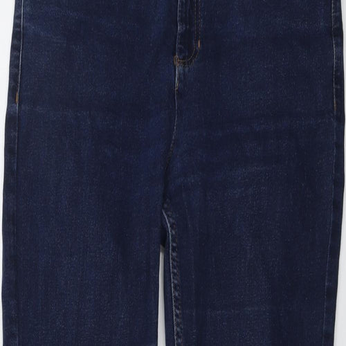 Marks and Spencer Womens Blue Cotton Straight Jeans Size 12 L29 in Regular Button