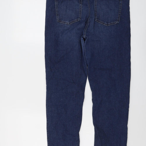 Marks and Spencer Womens Blue Cotton Straight Jeans Size 14 L24 in Regular Button