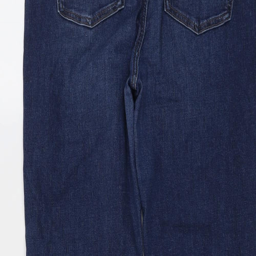 Marks and Spencer Womens Blue Cotton Straight Jeans Size 14 L24 in Regular Button