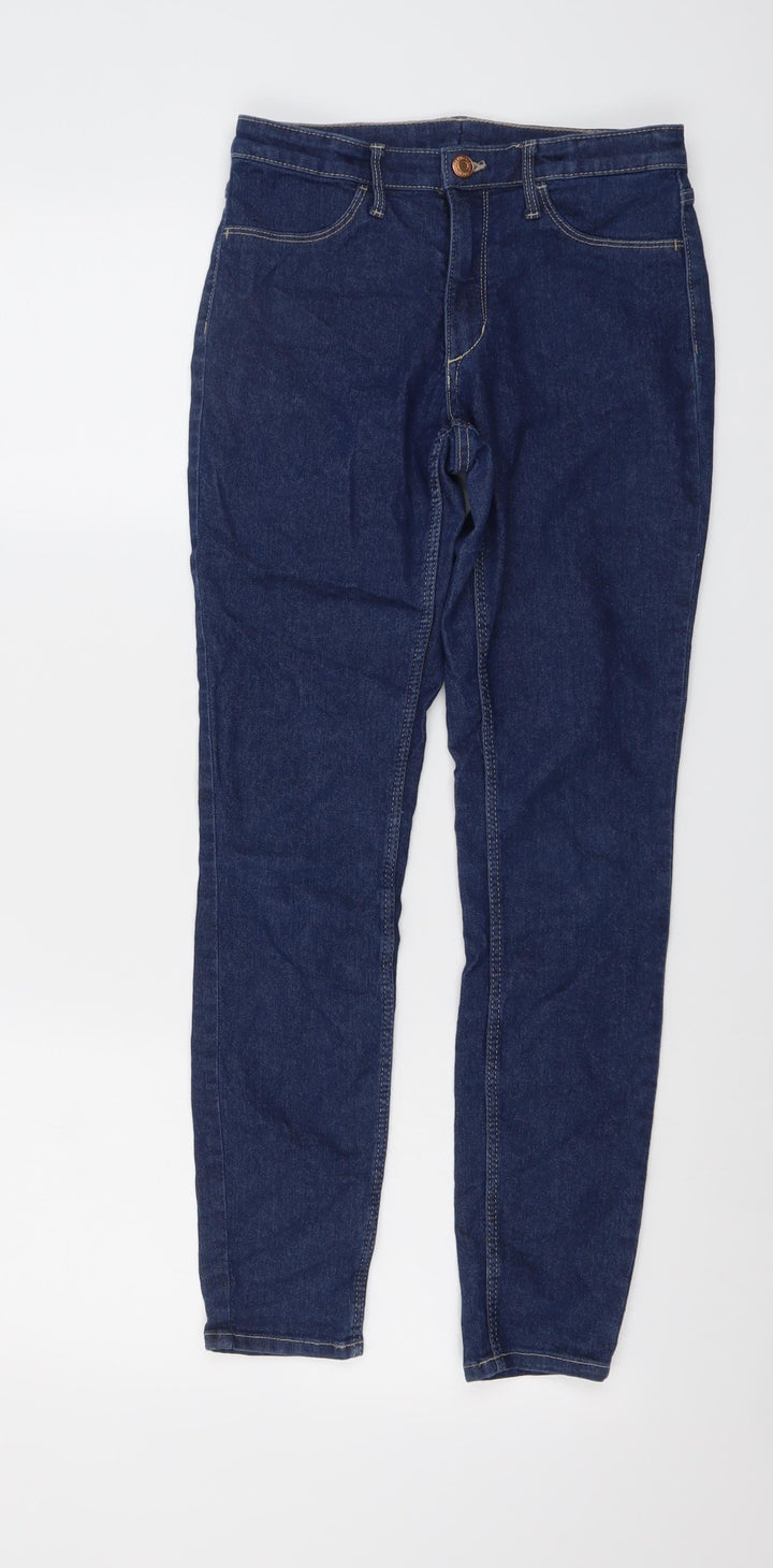 H&M Girls Blue Cotton Skinny Jeans Size 11-12 Years Regular Button