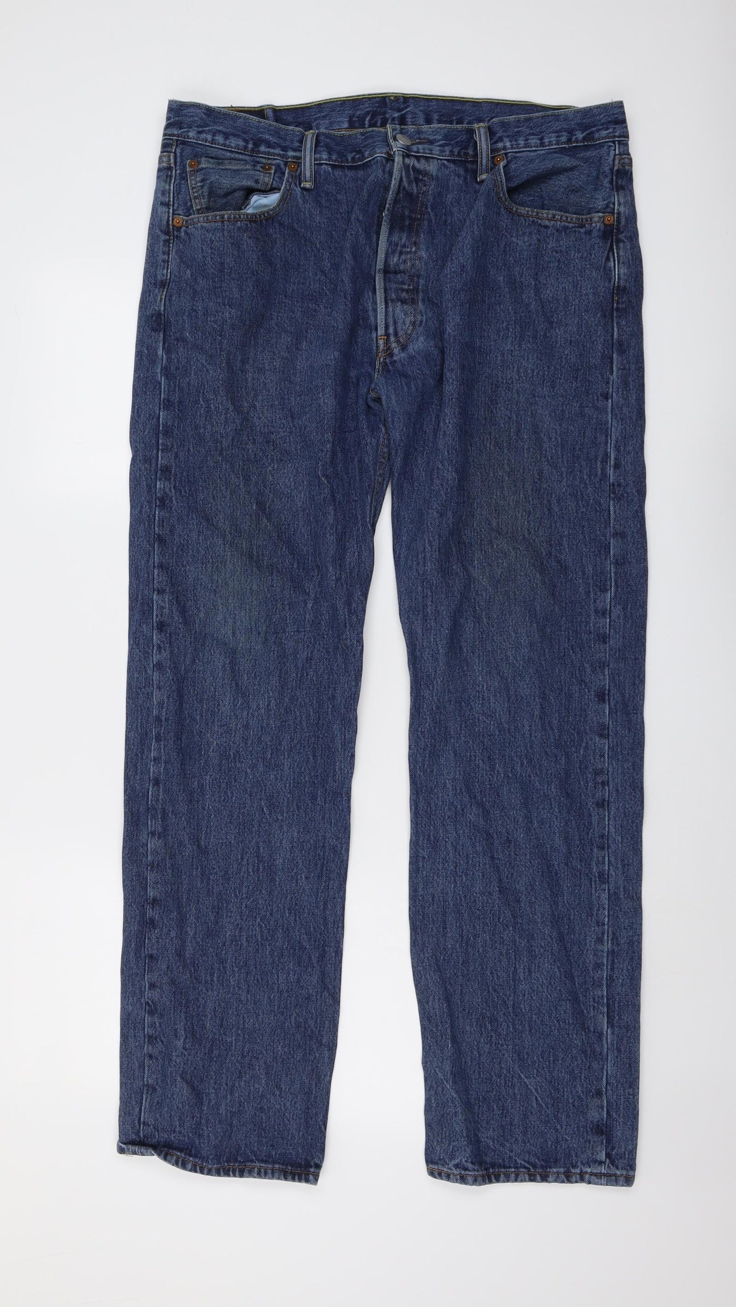 Levi's Mens Blue Cotton Straight Jeans Size 38 in L32 in Regular Button