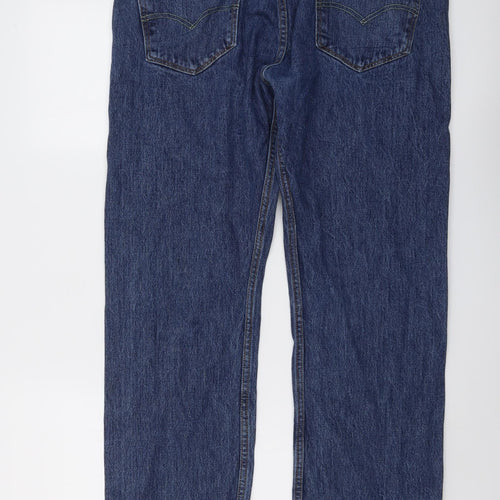 Levi's Mens Blue Cotton Straight Jeans Size 38 in L32 in Regular Button