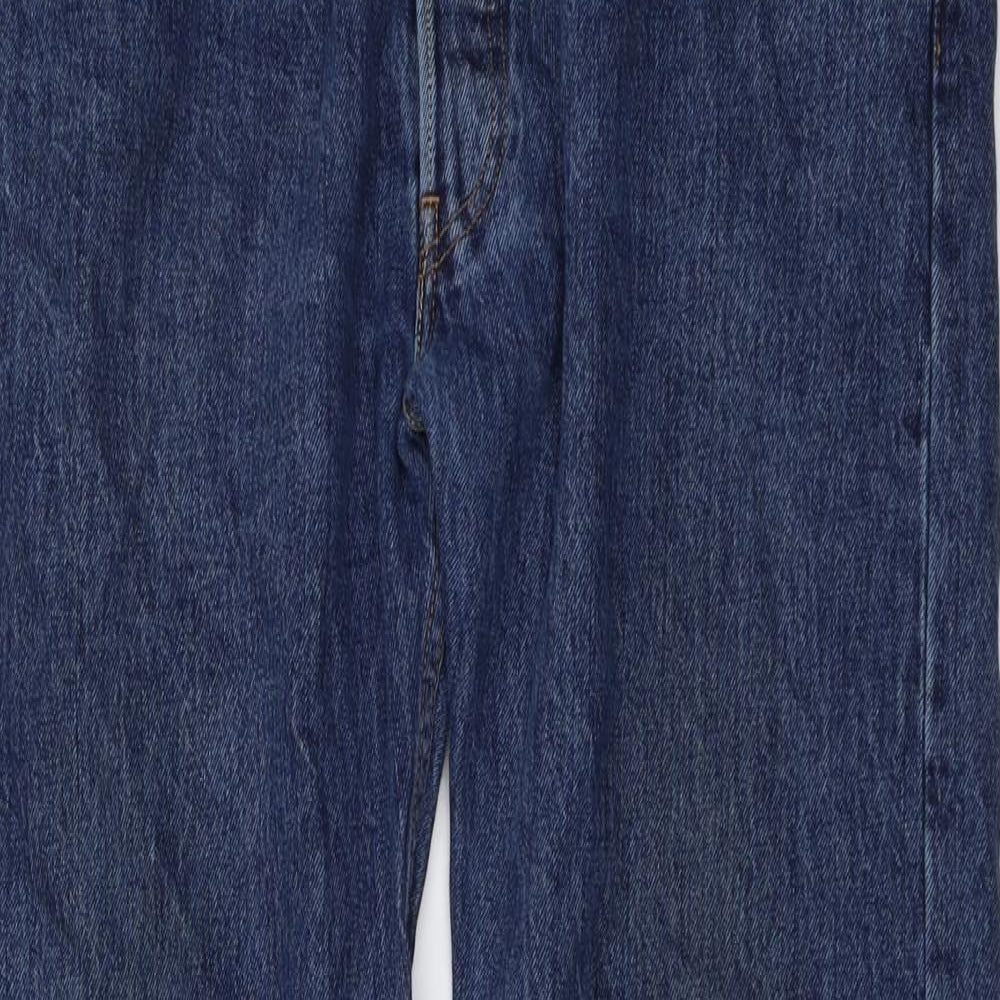 Levi's Mens Blue Cotton Straight Jeans Size 38 in L32 in Regular Button