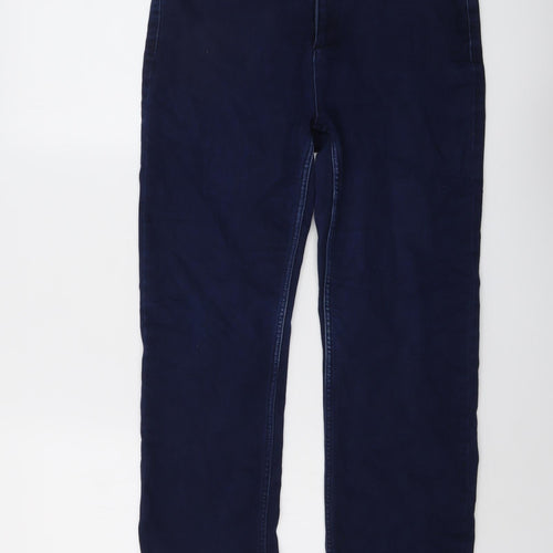 Per Una Womens Blue Cotton Straight Jeans Size 12 L25 in Regular Button