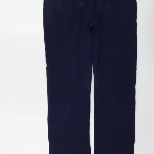 Per Una Womens Blue Cotton Straight Jeans Size 12 L25 in Regular Button
