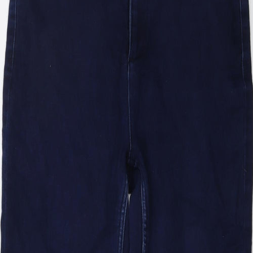 Per Una Womens Blue Cotton Straight Jeans Size 12 L25 in Regular Button