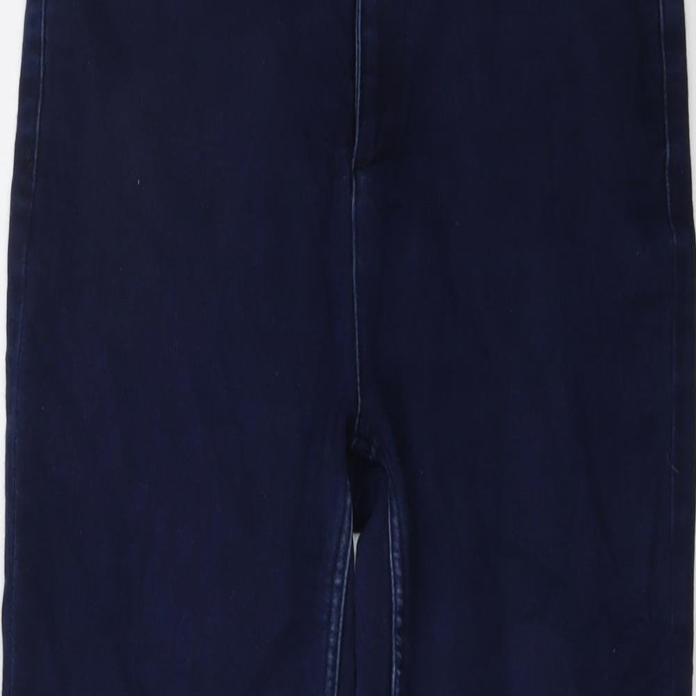 Per Una Womens Blue Cotton Straight Jeans Size 12 L25 in Regular Button