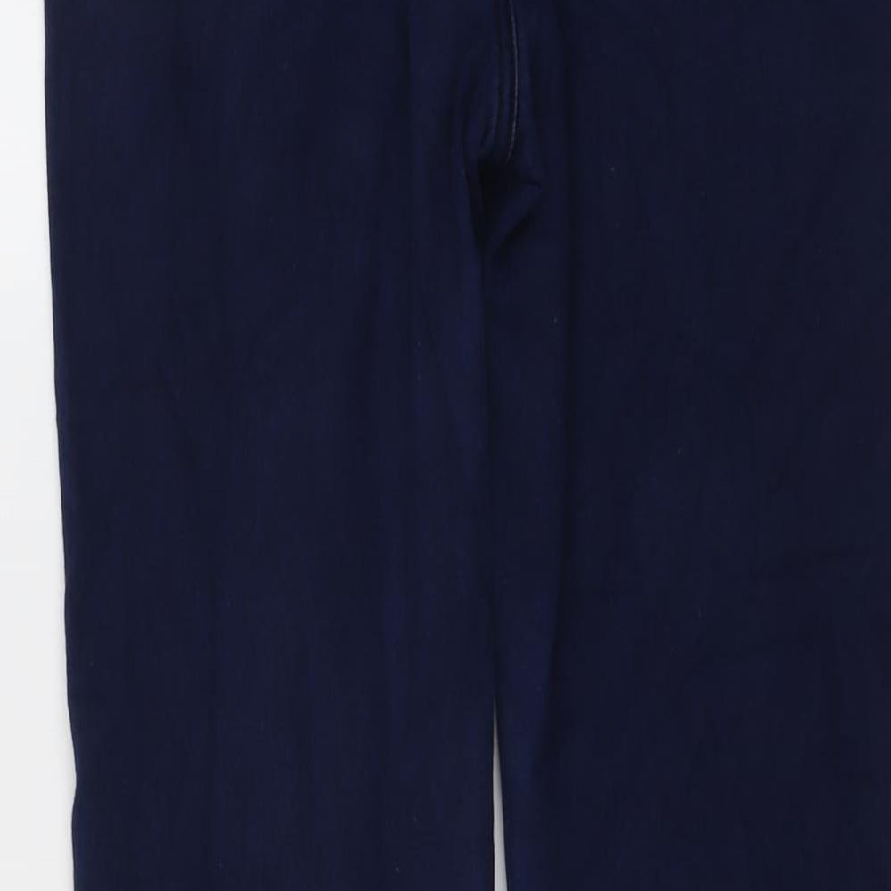 Per Una Womens Blue Cotton Straight Jeans Size 12 L25 in Regular Button