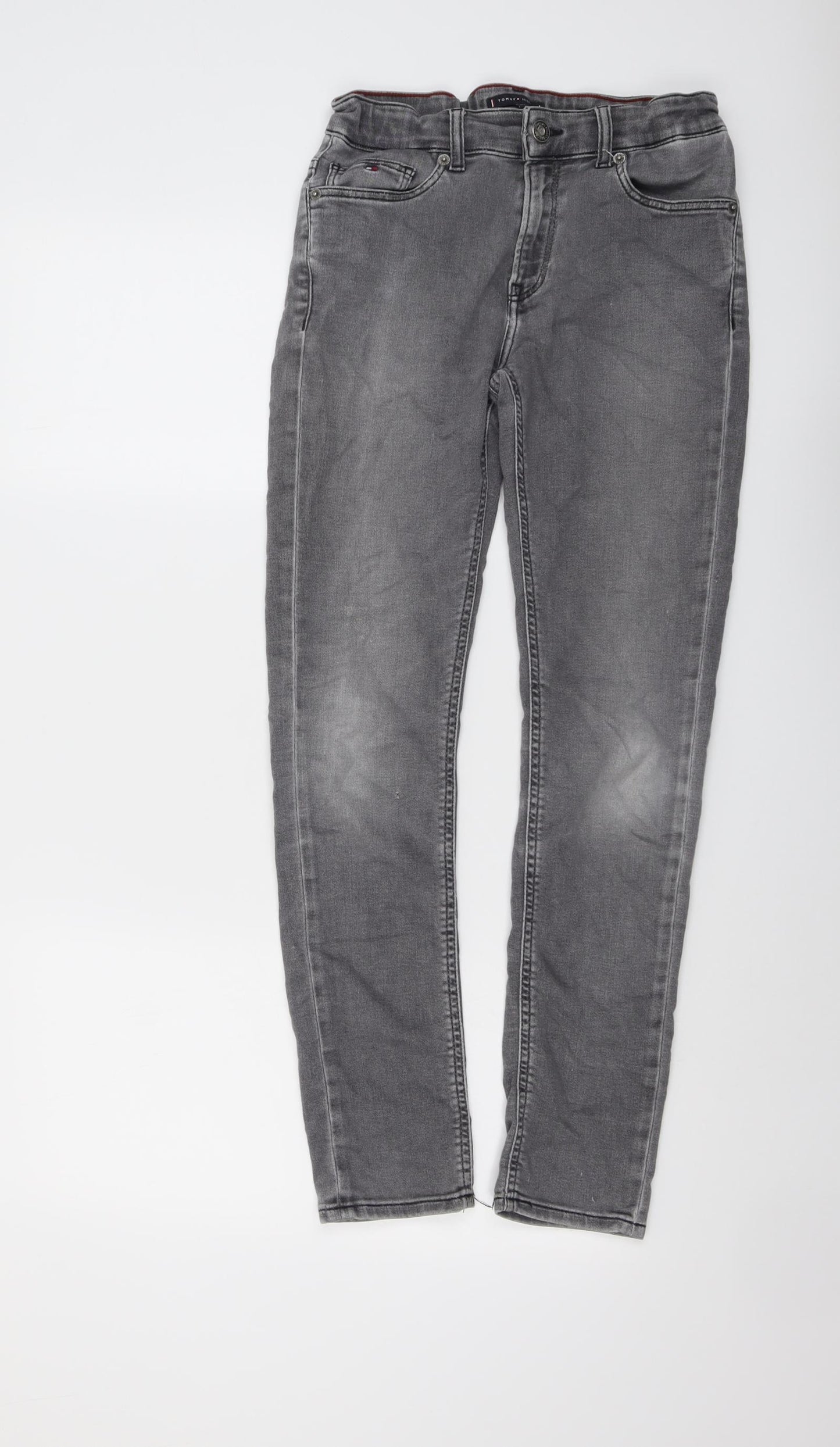 Tommy Hilfiger Boys Grey Cotton Skinny Jeans Size 14 Years Regular Button