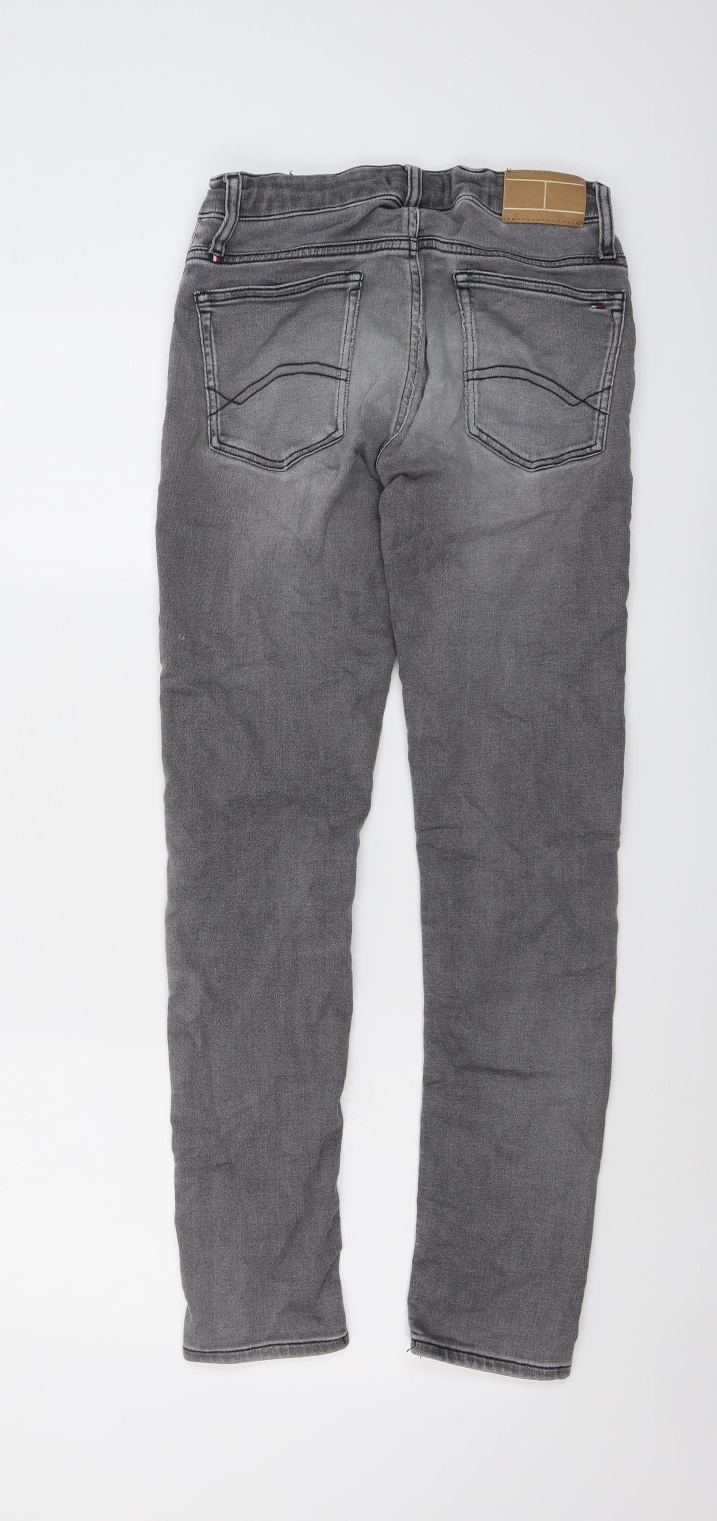 Tommy Hilfiger Boys Grey Cotton Skinny Jeans Size 14 Years Regular Button