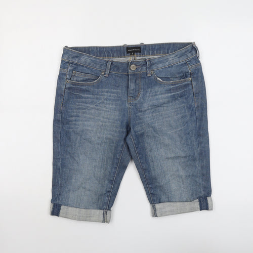 Warehouse Womens Blue Cotton Bermuda Shorts Size 12 L12 in Regular Button