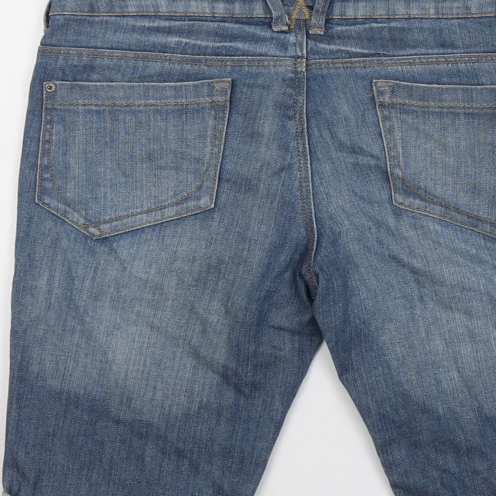 Warehouse Womens Blue Cotton Bermuda Shorts Size 12 L12 in Regular Button