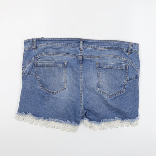 NEXT Womens Blue Cotton Hot Pants Shorts Size 16 L3 in Regular Button