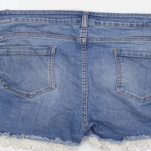 NEXT Womens Blue Cotton Hot Pants Shorts Size 16 L3 in Regular Button