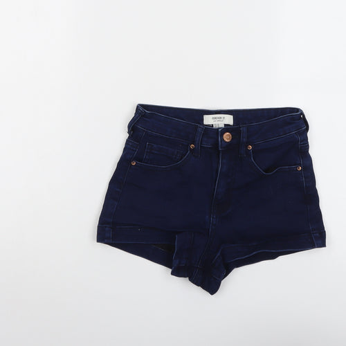 FOREVER 21 Womens Blue Cotton Hot Pants Shorts Size 25 in L3 in Regular Button