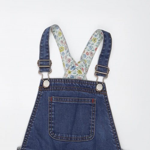 Mini Boden Girls Blue Cotton Pinafore/Dungaree Dress Size 3-4 Years Square Neck Buckle