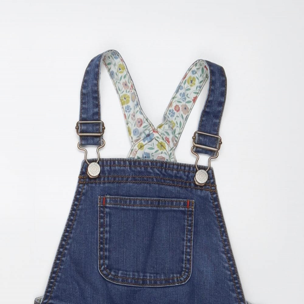 Mini Boden Girls Blue Cotton Pinafore/Dungaree Dress Size 3-4 Years Square Neck Buckle