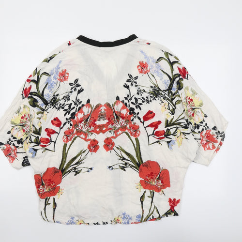 River Island Womens Multicoloured Floral Viscose Basic Blouse Size S Round Neck