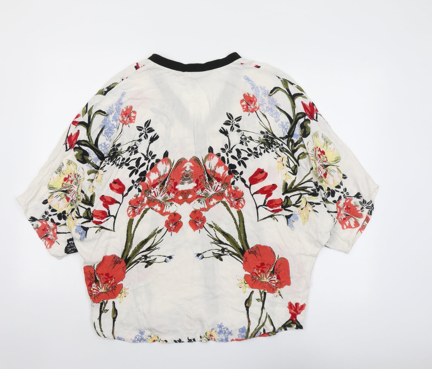 River Island Womens Multicoloured Floral Viscose Basic Blouse Size S Round Neck