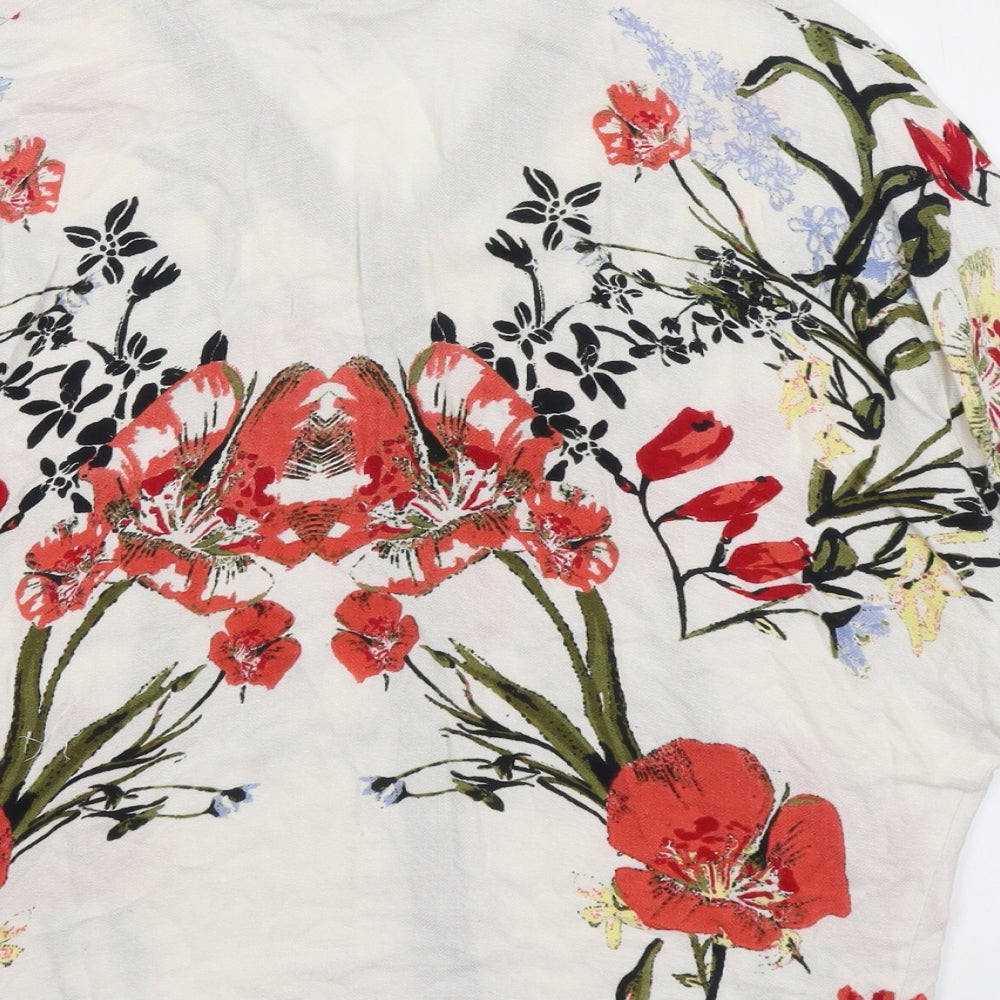 River Island Womens Multicoloured Floral Viscose Basic Blouse Size S Round Neck
