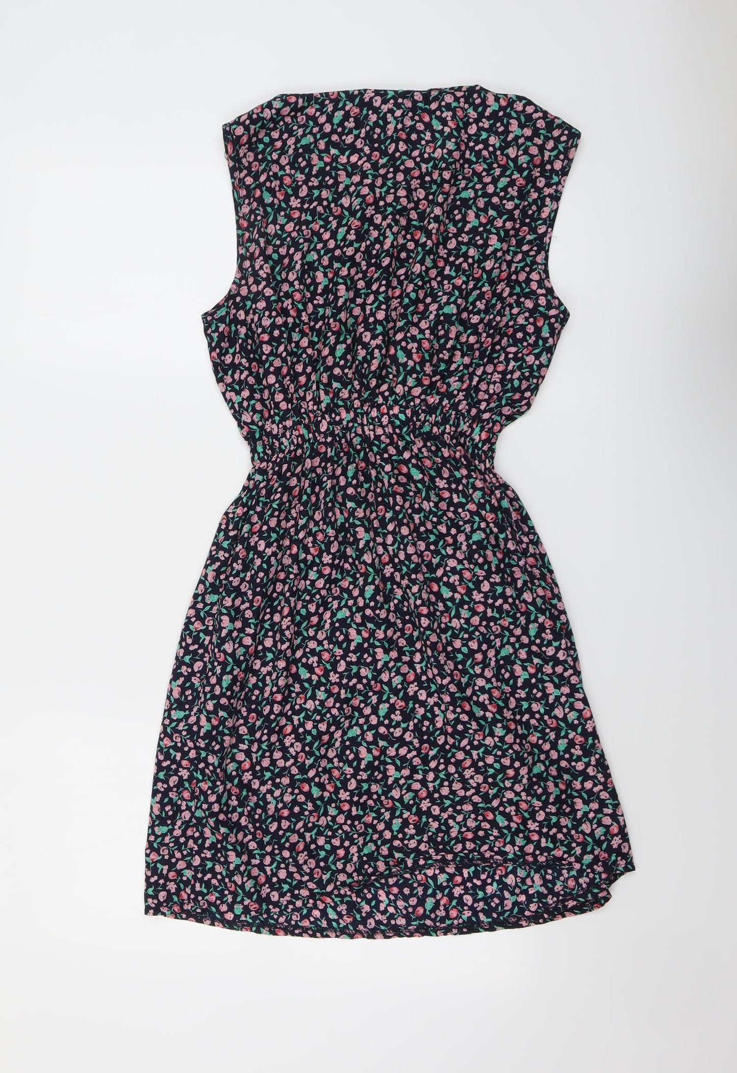 Tenki Womens Multicoloured Floral Polyester A-Line Size M Boat Neck Pullover