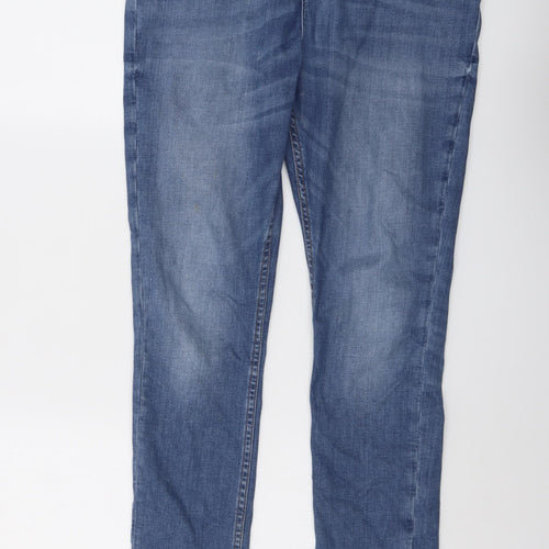 Marks and Spencer Boys Blue Cotton Tapered Jeans Size 14-15 Years Regular Button