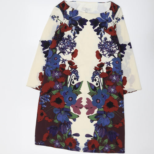 RJR.John Rocha Womens Multicoloured Floral Polyester Sheath Size 8 Round Neck Pullover