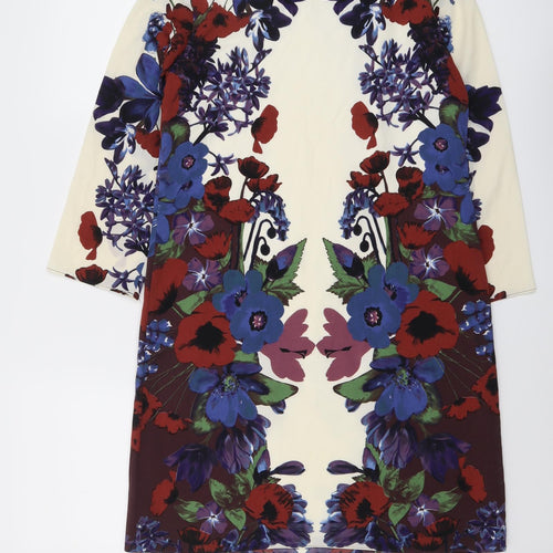 RJR.John Rocha Womens Multicoloured Floral Polyester Sheath Size 8 Round Neck Pullover