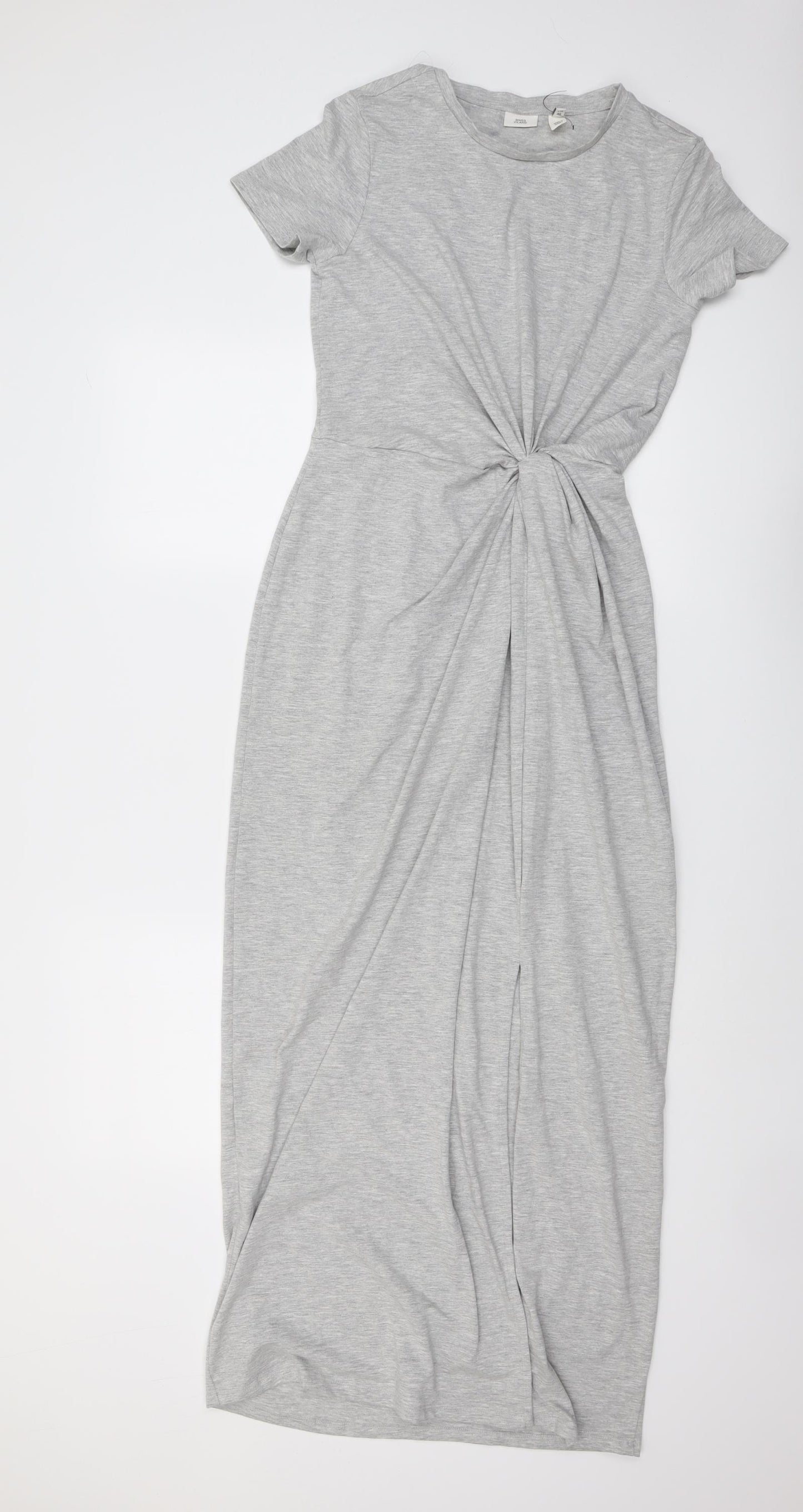 River Island Womens Grey Cotton T-Shirt Dress Size 10 Round Neck Pullover