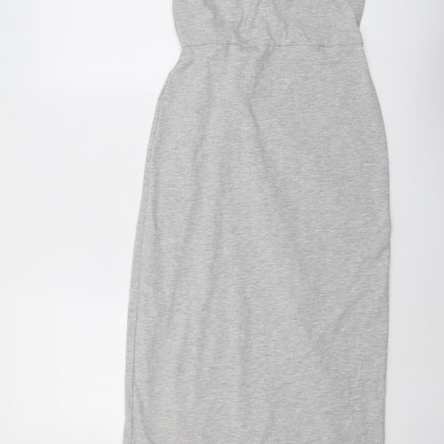 River Island Womens Grey Cotton T-Shirt Dress Size 10 Round Neck Pullover