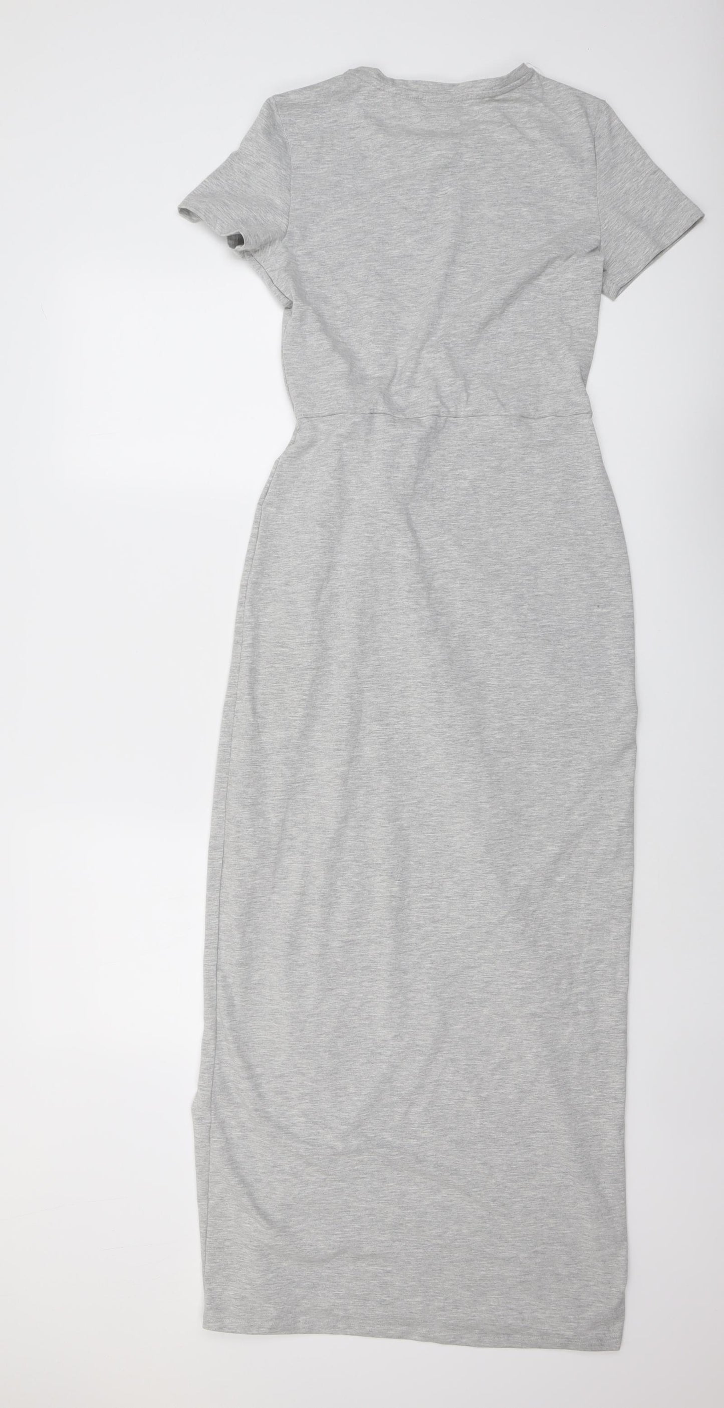 River Island Womens Grey Cotton T-Shirt Dress Size 10 Round Neck Pullover