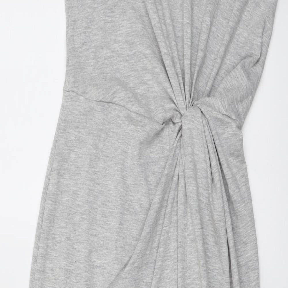 River Island Womens Grey Cotton T-Shirt Dress Size 10 Round Neck Pullover