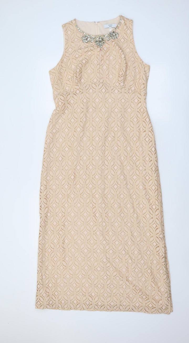 Joanna Hope Womens Pink Geometric Cotton Maxi Size 12 Round Neck Zip