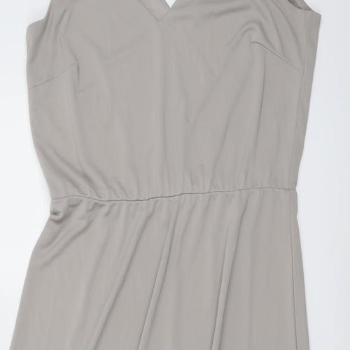 H&M Womens Beige Polyester Slip Dress Size L V-Neck Pullover