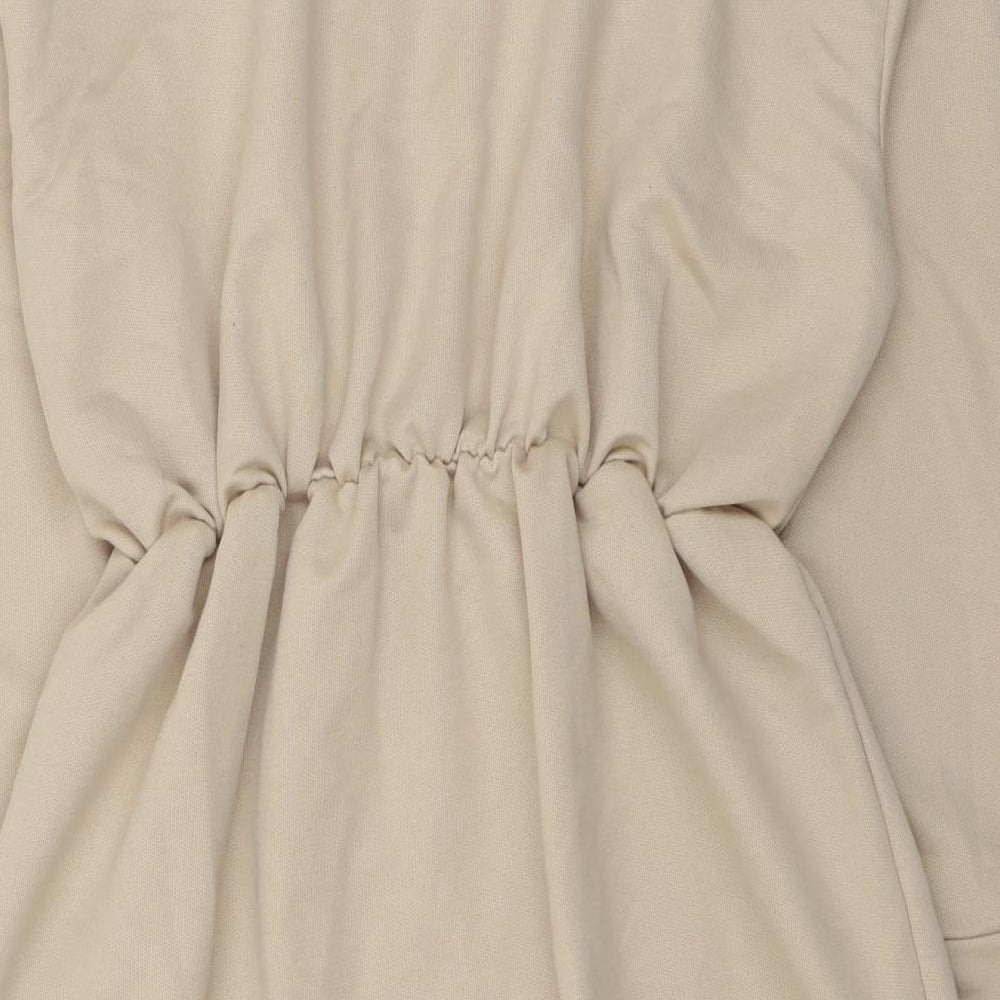 Boohoo Womens Beige Polyester Jumper Dress Size 16 Round Neck Pullover