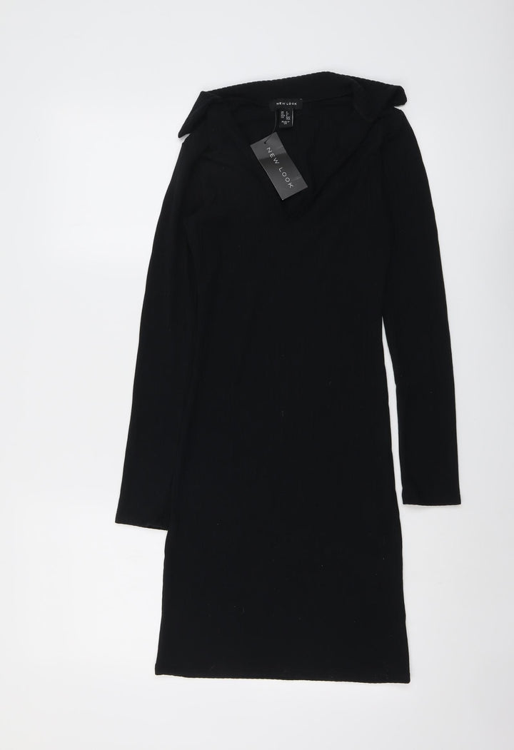 New Look Womens Black Polyester A-Line Size 4 Collared Pullover