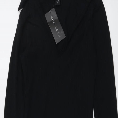 New Look Womens Black Polyester A-Line Size 4 Collared Pullover