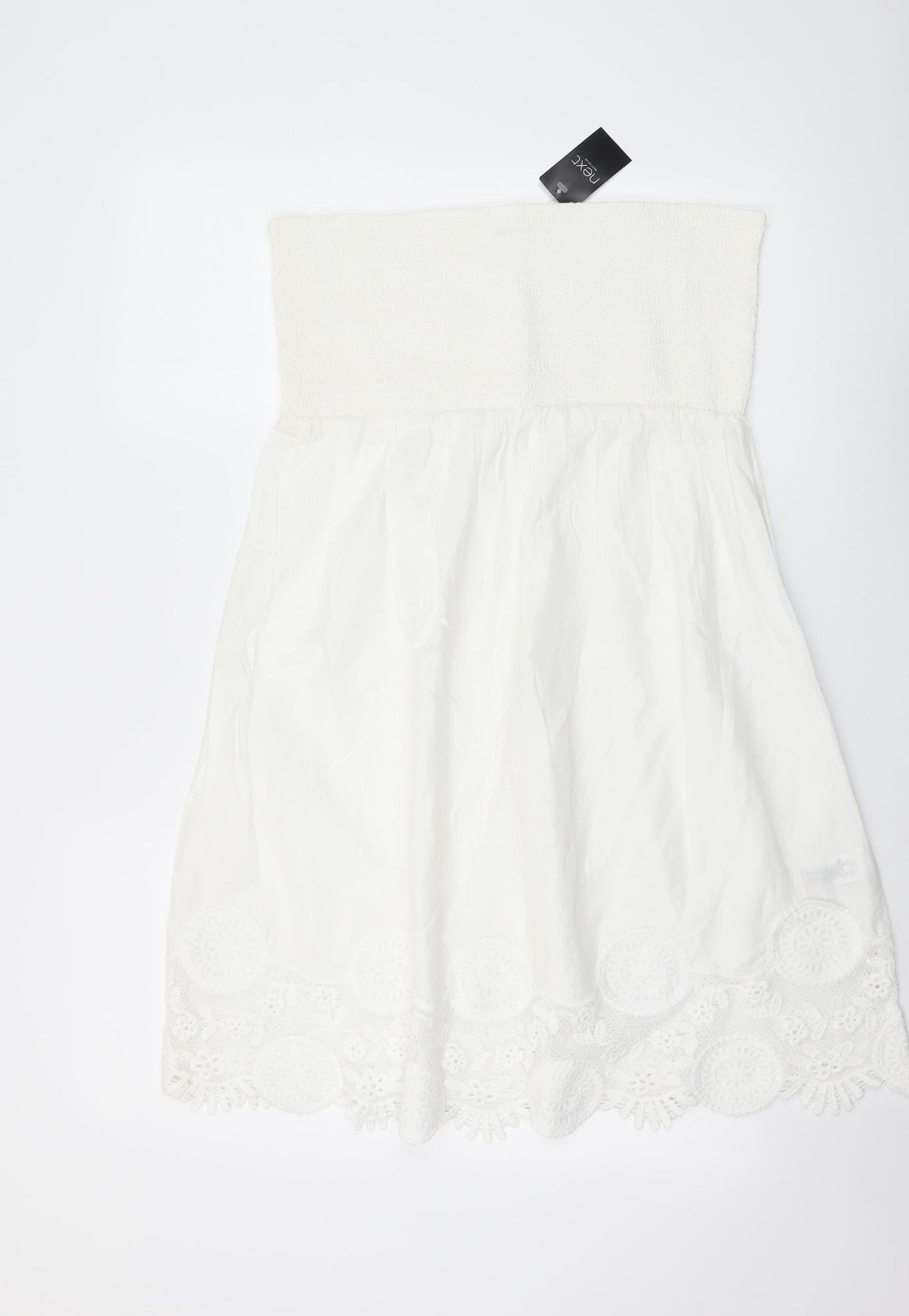 NEXT Womens Ivory Cotton Fit & Flare Size 16 Off the Shoulder Pullover