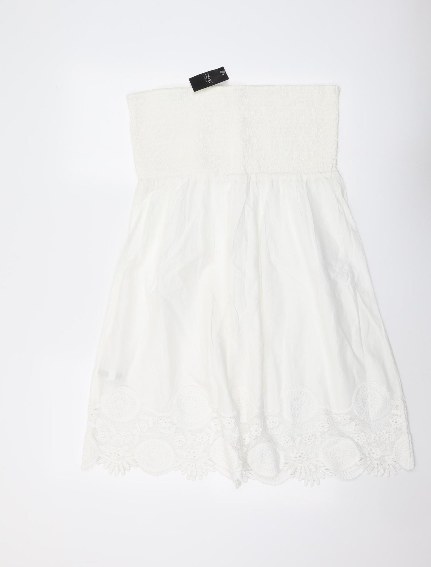 NEXT Womens Ivory Cotton Fit & Flare Size 16 Off the Shoulder Pullover