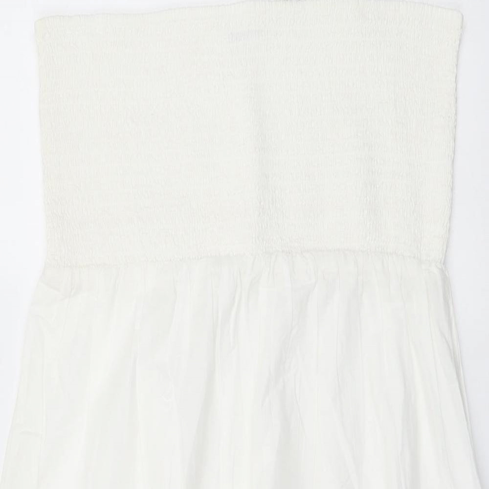 NEXT Womens Ivory Cotton Fit & Flare Size 16 Off the Shoulder Pullover