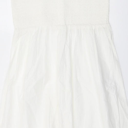NEXT Womens Ivory Cotton Fit & Flare Size 16 Off the Shoulder Pullover