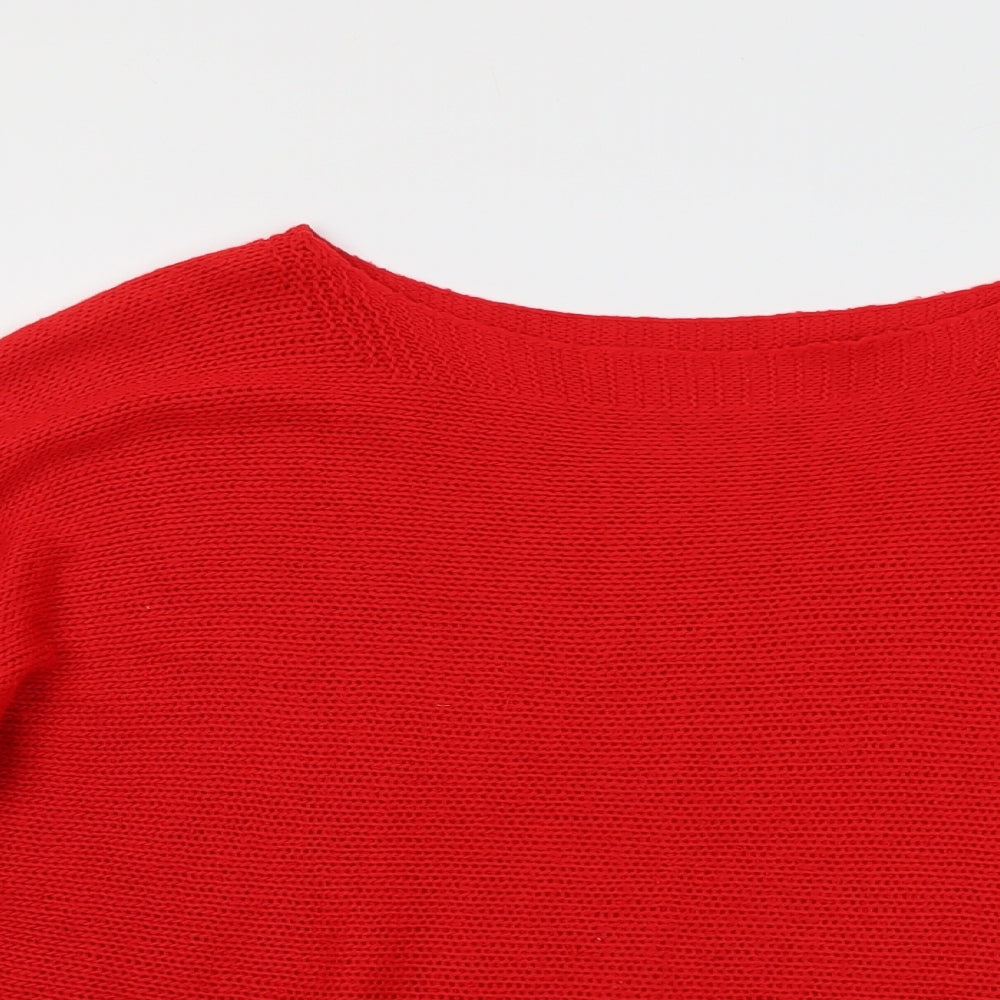 Isabella D. Womens Red Round Neck Acrylic Pullover Jumper Size M